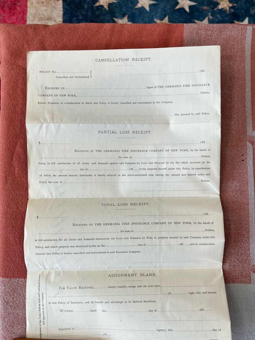 Original 1892 Germania Fire Insurance Policy - Picture 16 of 16